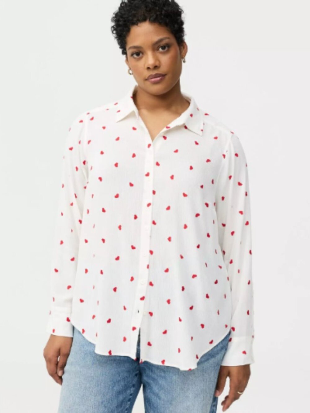Torrid Lizzie Embroidered Button Up with hearts